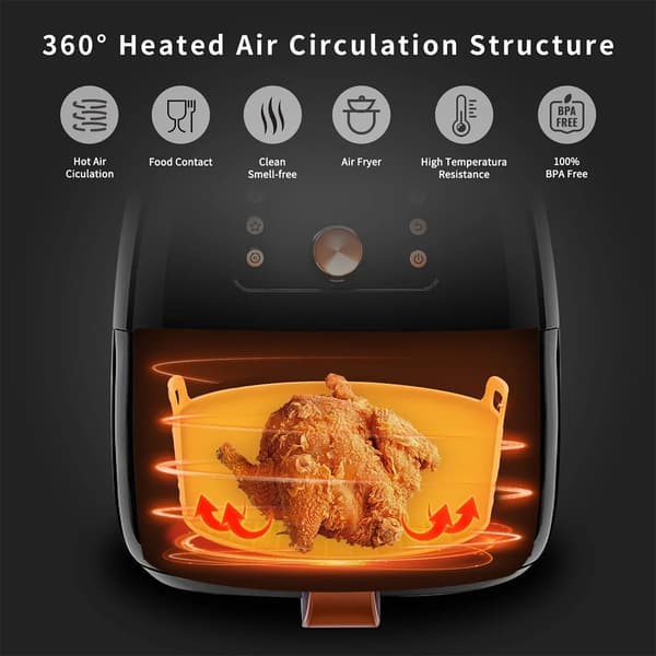 Silikone Airfryer-indsatser 2-pak Genanvendelig Bagepladeerstatning med Håndtag til 6QT Airfryere Grå