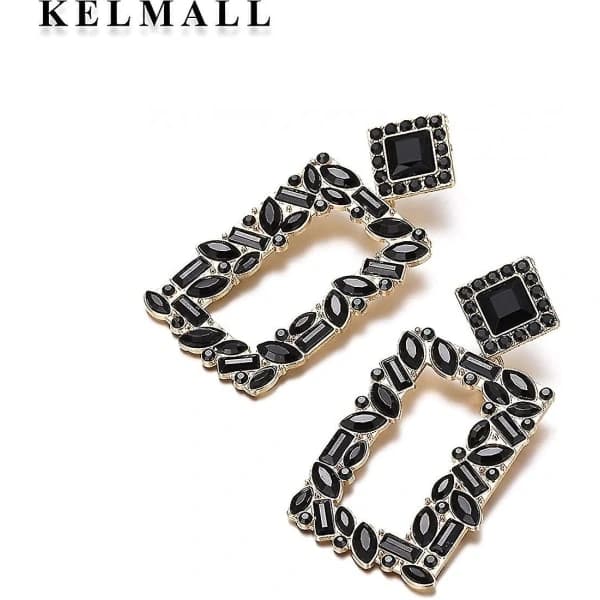 Kristall Rektangulära Geometriska Hängande Örhängen, Glas Rhinestone Statement Drop Örhängen för Kvinnor Kollektion