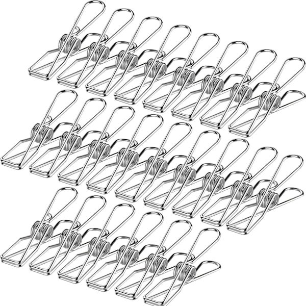 120-pack Klädnypor i Rostfritt Stål - Tvättklämmor, Klämmor för Kläder, Pappersfiler, Snacks, Tätning, Filt, Handduk
