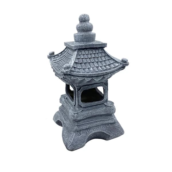 Udendørs Solcellelampe, Pagode Havestatue, Solcellelygte til Have, LED Landskabsbelysning med Simuleret Pagode, Grå[JUN] Grå Fri Størrelse
