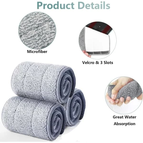 Replacement Mop Pads, Microfiber Spray Mop Head Replacement, Reveal Mop Cleaning Pad, Fits All Spray Mops & Reveal Mops, Washable (5 Pcs)