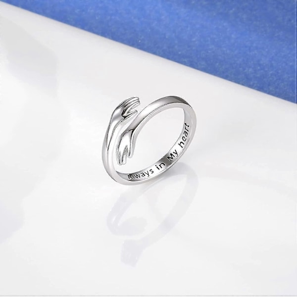 925 sterling sølv dame kram ring Jeg elsker dig for evigt kram ring justerbar ring smykkegave til piger par kram armbånd sølvbelagt-Perfet