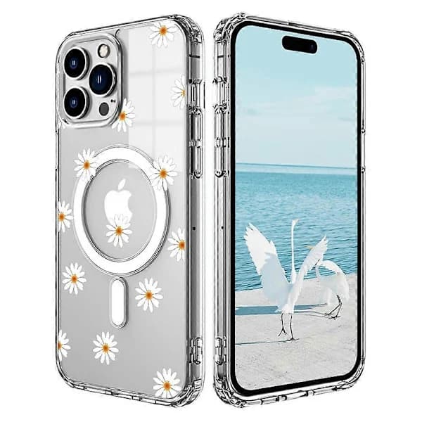 Deksler til iPhone 15 Pro Max Kompatibel med MagSafe Blomstermønster Trykk TPU+PC Telefonbeskyttelse