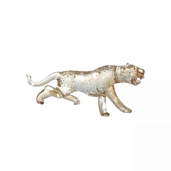Färgad Kristall Leopard Figurin, Samlarobjekt Glasdjur Ornament, Heminredningspresent