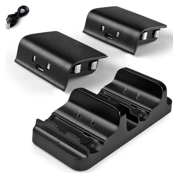 Laddstation för Xbox One för två handkontroller - med batterier