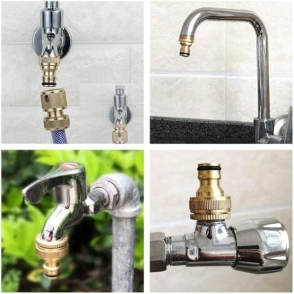 TS-4 Stk Kobber Messing Hageslangekobling, Messing Hageslangekobling Adapter Slangekran Gjenget Adapter Kran Dyse
