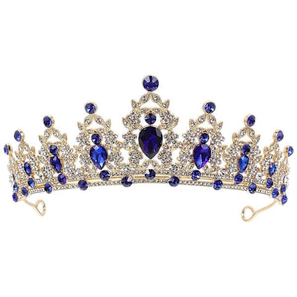 Kroneformet Tiara til Piger Elegant Dekorativt Tilbehør 1 Styk Blå 17X14CM