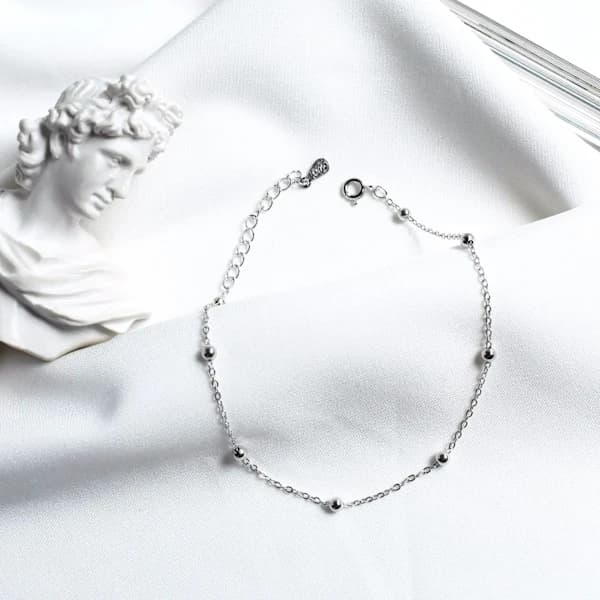 925 Sterling Silver Anklet Multilayer Anklets för kvinnor S