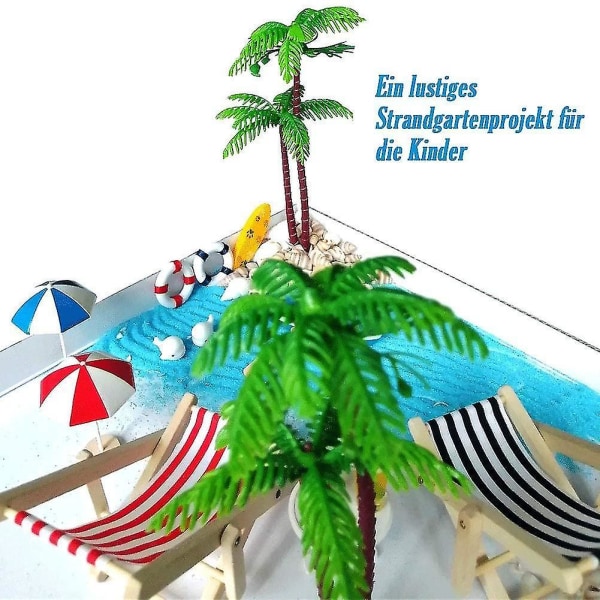 Strand Mikro-landskap Mini Solstol Strandstol Parasoll Liten Palmträd Dekoration Tillbehör, 16 delar Miniatyr Ornament Set För Gör-det-själv Fairy, Gard
