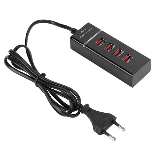 Mobiltelefon Universal 3A Kabellader Desktop Flere 4 Porte USB EU 100‑240VEU Sort 4USB Linje 1,5 m med Emballage