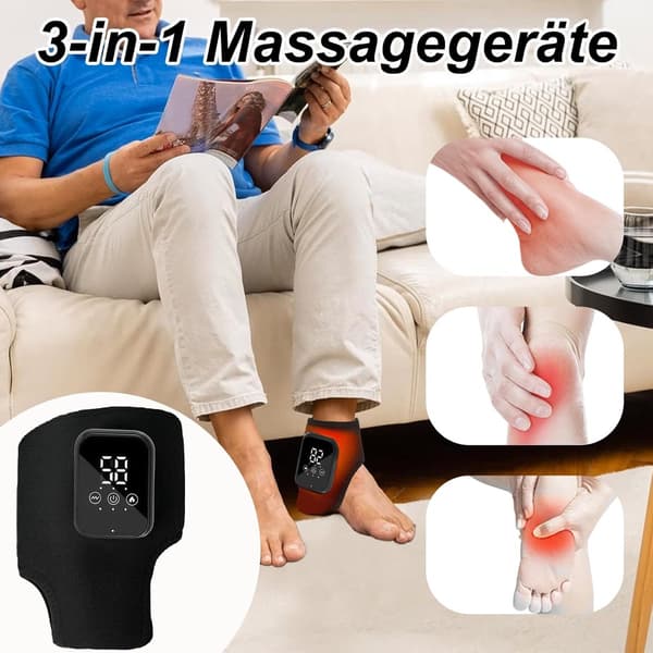 Fodmassager, 3 vibrationsindstillinger, 5 varmeniveauer, LCD-display, trådløs genopladelig wrap til hjemmet, kontoret og rejser, grå