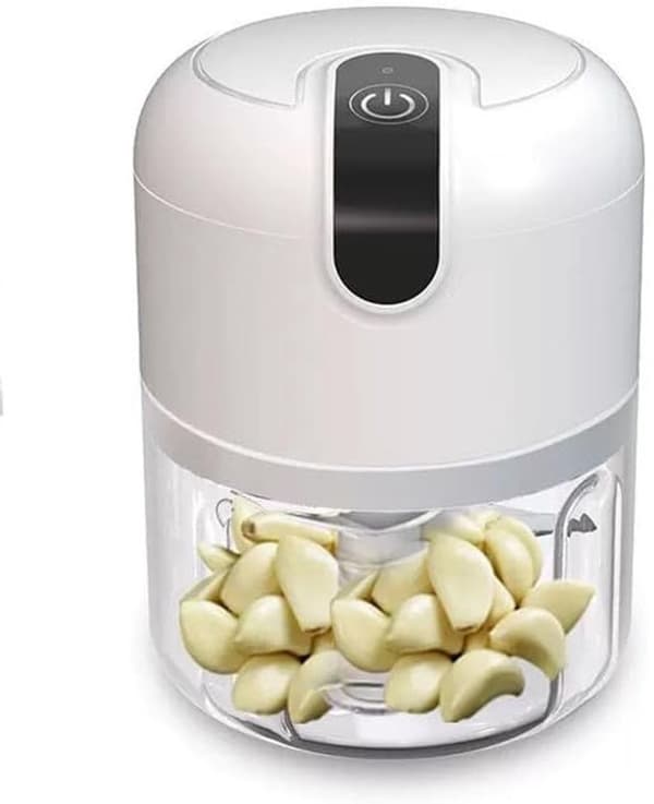 Minimathackare, USB-uppladdningsbar 3-bladig elektrisk hackare för vitlök, grönsaker och barnmat, 250 ml vit white