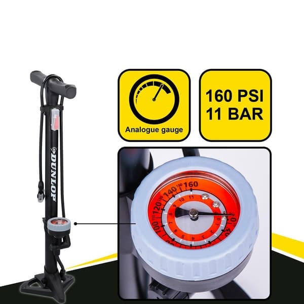 TS-Dunlop Cykelpump med Tryckmätare