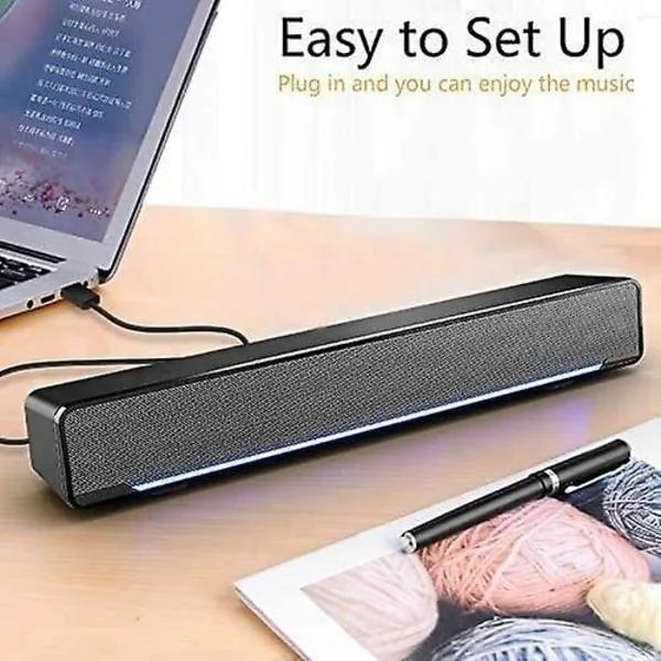 USB-drevne soundbar-højttalere til computer, stationær og bærbar computer, sort (USB)