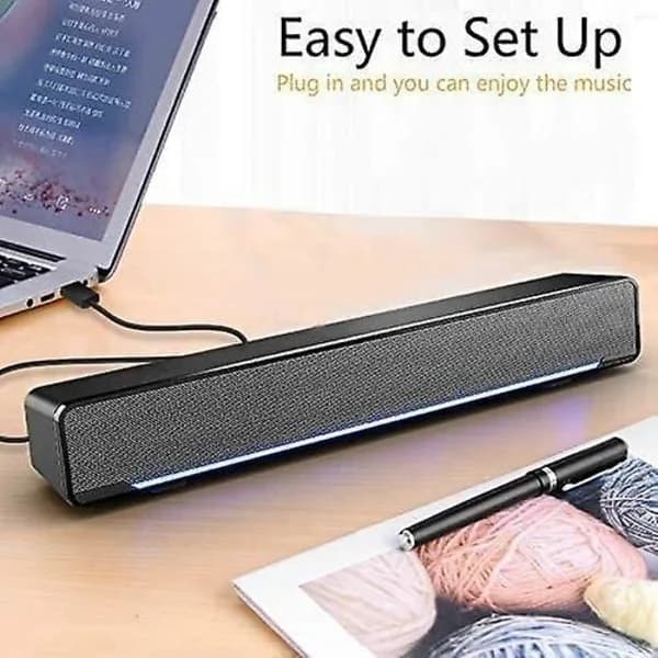 USB-drevne soundbar-høyttalere for PC, stasjonær og bærbar datamaskin, svart (USB)