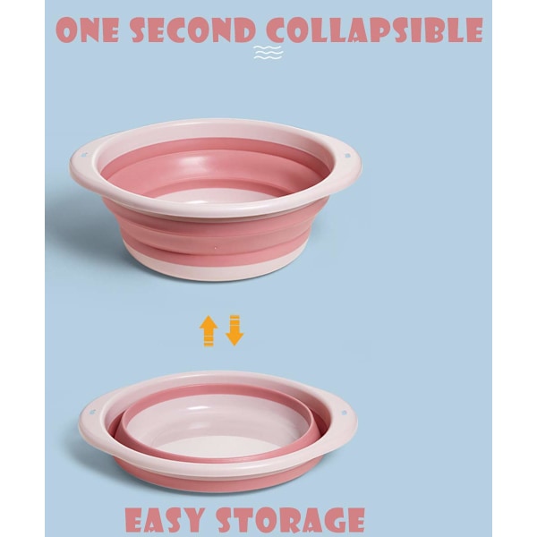 3-pack hopfällbart tvättställ set, baby barn tvättställ diskho för resor hem, 3 olika storlekar set platsbesparande rosa