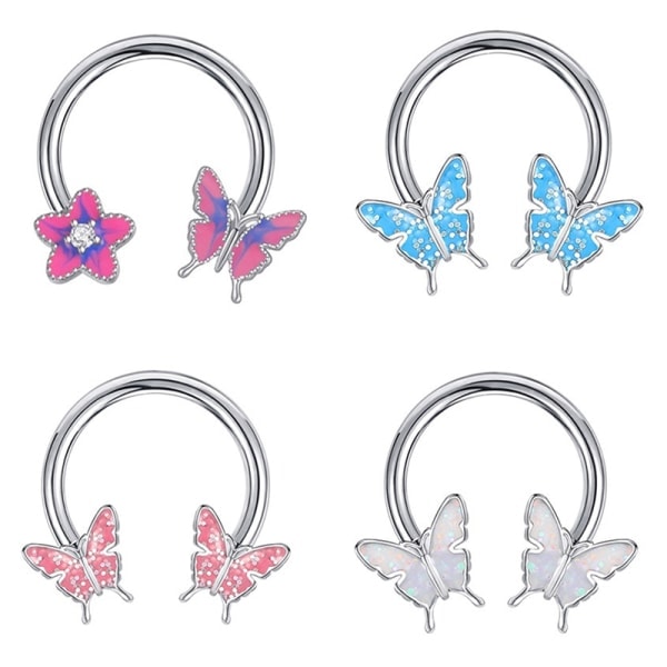 Hästskoformade Näspiercingar Fjäril Örhängen Septum Ring - Perfet A1