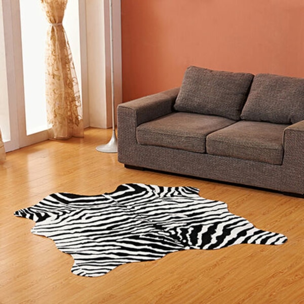 Matta i läderimitation med zebra/ko/get-tryck - Naturlig heminredning - 110x75 cm