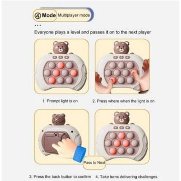 BRUN BJÖRN Pop It Spel - Pop It Pro Ljusspel Snabbtryck Fidget Spel Brun 250