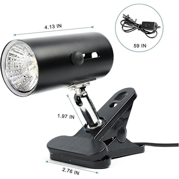 Reptilvarmelampe Fastgørelsesklemme Lampe Reptil Habitat Belysning og Varmelampe med 3 Stykker 30w Uva Uvb Skildpadde Solbadslampe - Perfekt
