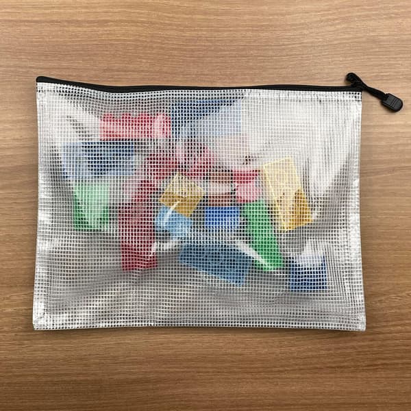 6 stk. A6 net lynlåsposer, plastik lynlåsmapper til kontorkvitteringer og kosmetik, sort, 6 x 4,5 tommer