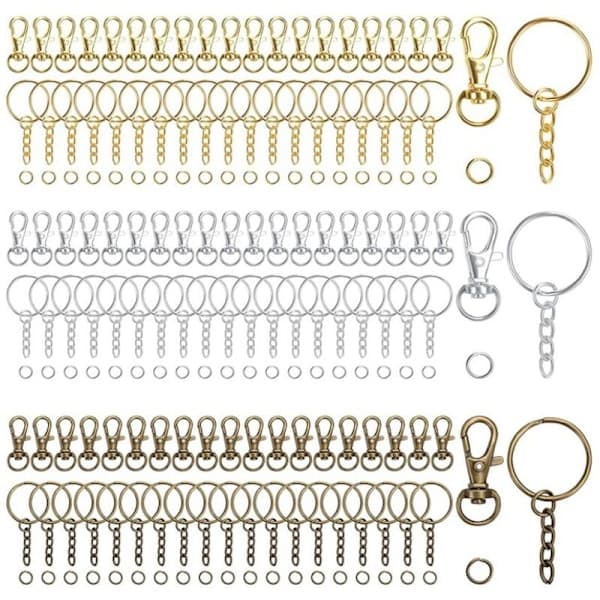 Swivel Snap Hooks Keychains with Chain and Open Jump Rings for Lanyards Sewing Projects Material Crafts