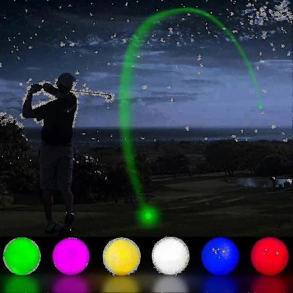 6 stk. LED-glødende golfbolde, blinkende lysende golfbold, natglød