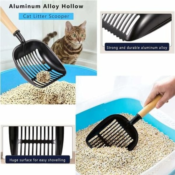 TS-à Kattsandskyffel, Non-stick kattsandsspade i metall med hållare Kattsandskyffel för kattlådor – Kattsandslåda