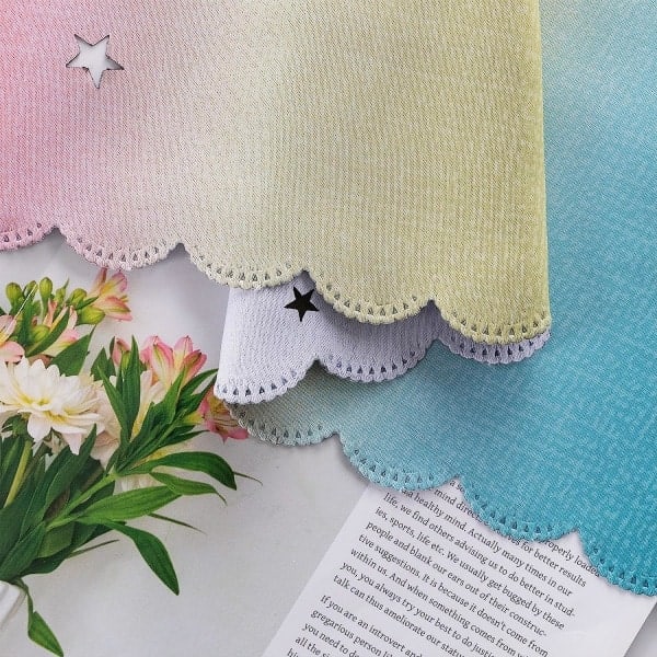 IC Dream Star Mørklægningsgardiner til Børneværelse Pigeværelse Prinsessegardin til Datters Soveværelse Vindue (Rosa Blå, B132 X H244cm)