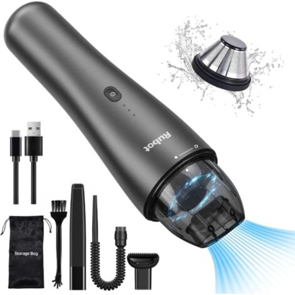 Håndholdt Støvsuger, Mini Ledningsfri Genopladelig Støvsuger & Vaskbart HEPA Filter, 7000Pa 70W Kraftfuld Bil Støvsuger, Egnet til Hjemmet/O