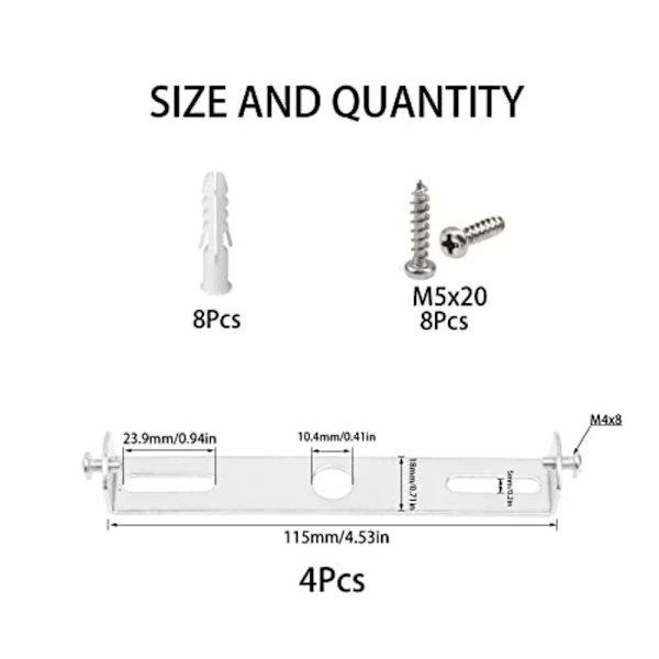 4 x 4.53\"/115mm Mounting Brackets for Ceiling Hanging Wall Sconces 0.2