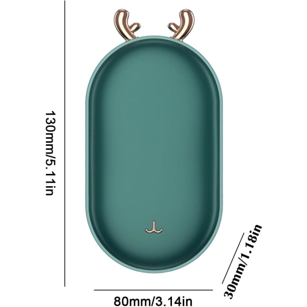 Laddningsbar 5200mAh 2-i-1 Handvärmare Powerbank - Camping Handvärmare (1 st, Grön)