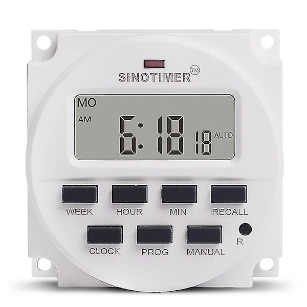 Sinotimer 15,98 tuuman LCD-digitaaliajanottaja 12V DC 7 päivää ohjelmoitava aikakytkentä Tm618n-4 toukokuu.5