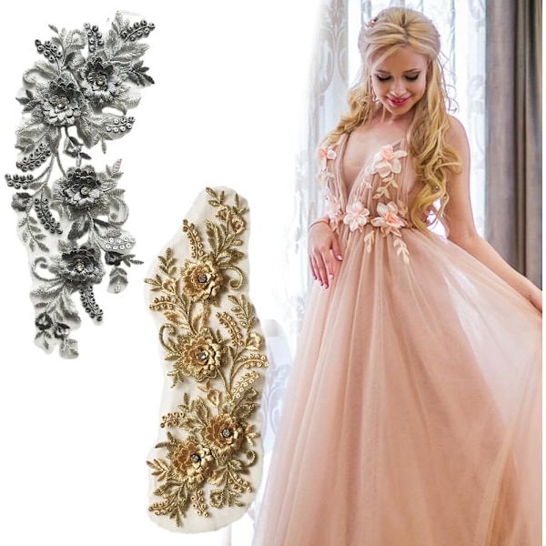 Applikasjon Broderi - 3D Blomsterblonder for DIY Syprosjekter