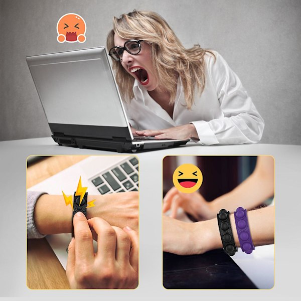 Deratiseringspionjär Armband Bubblor Pussel Avslappning Finger Silikon Armband Leksak (Svart)