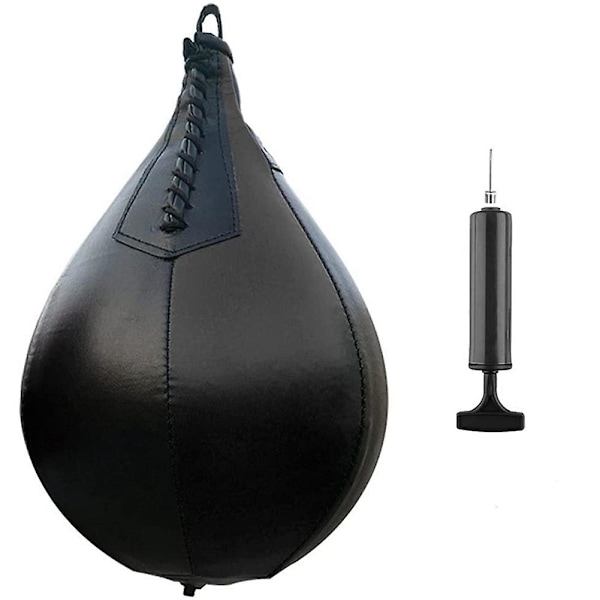 TS-Bokse Speed Bag Drejesæt Med Sort Læder Punching Ball, sort