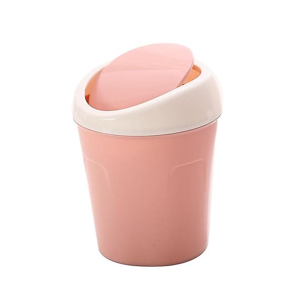 3 Mini Plastic Trash Cans, Small Desktop Waste Bin with Rotating Lid, for Home, Office, Kitchen, Dressing Table, Bedroom, Bathroom (Blue+Green+Pink)