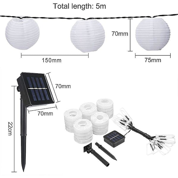 Solar LED Lykta Ljusslinga, IP65 Vattentät 2