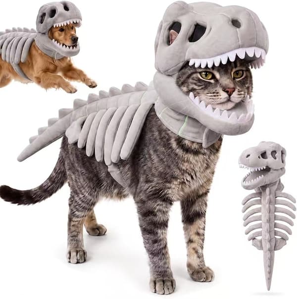 Dinosaur Skeleton Costume for Pets - Creative Halloween Outfit 35cm 35cm White [Dog Style]