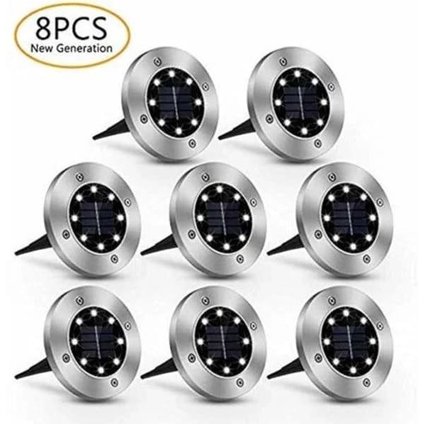 Solcellelamper for hage utendørs IP65 vanntette LED innfelte spotlights