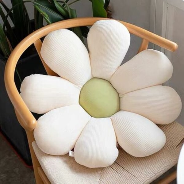 60 cm Blomformad Kudde - Söt Solros Golvkudde - Överdimensionerad Stolkudde för Heminredning - Presenter till Barn, Flickor och Kvinnor (Prästkragar)