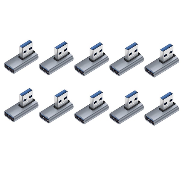 TS-10 stk. USB-adapter A Han til A Hun, Mellem Bøjning, Stik til Laptop Telefon Adapter Albue