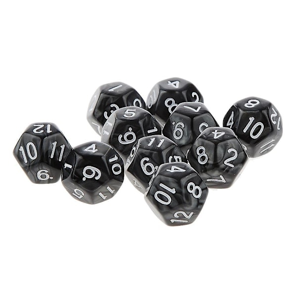 4x 10 kpl Noppasarja D12 Pelaa D&d Roolipelijuhlapeli Noppaa Musta - Täydellinen