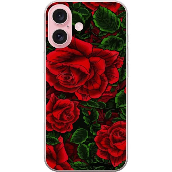 Apple iPhone 16 Gennemsigtigt Skal Blomster Flora Black