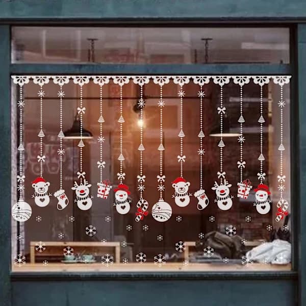 Vindusdekaler Jul Selvklebende Avtakbare vindusdekaler