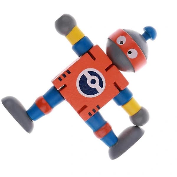 2X Træ Valnød Dukke Robotter Figur Dukke Model Børnelegetøj Orange Alder 3+