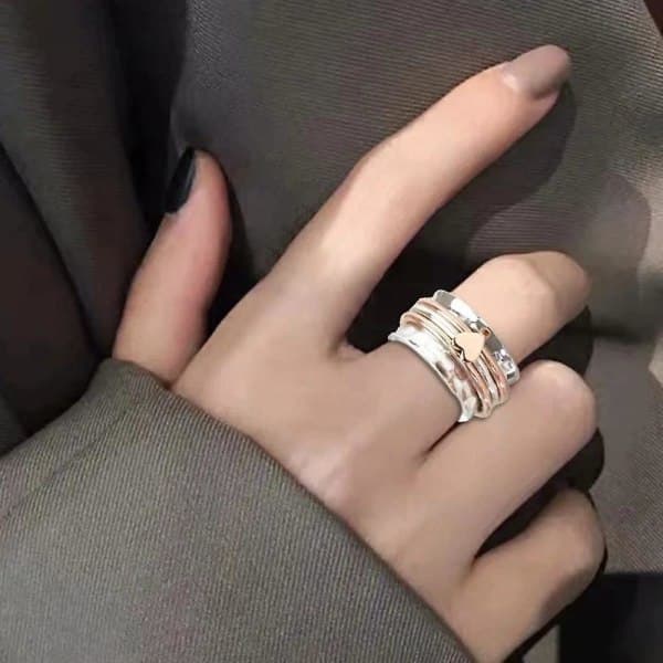 Hjerte Spinner Ring For Kvinner Menn Selvkjærlighet Spinner Hjerte Ring Fidget Angst Sølv