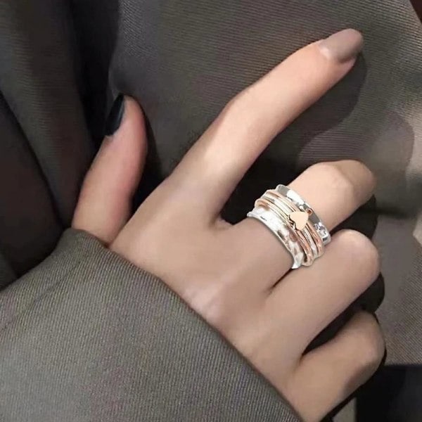 Hjerte Spinner Ring til Kvinder Mænd Selvkærlighed Spinner Hjerte Ring Fidget Angst Sølv