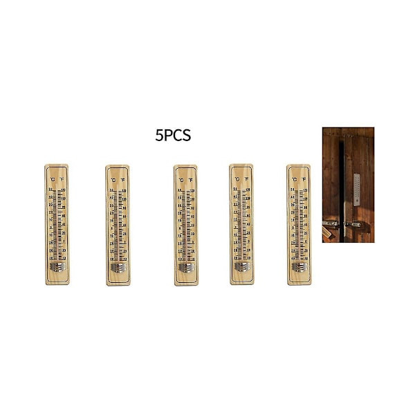 TS-5 Stykker Mellemstore Trætermometer, Glastermometer og Husholdningstermometer