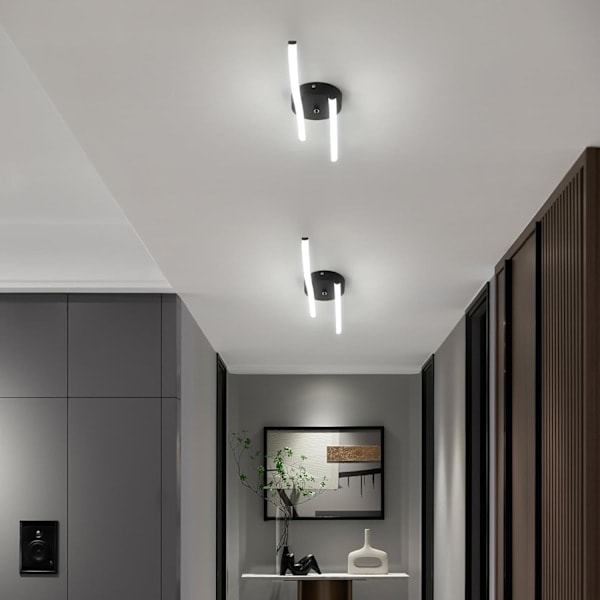 Moderne LED-taklampe, 14W 1400LM, svart, akryl innendørsbelysning, 6500K kaldhvit, for soverom, stue